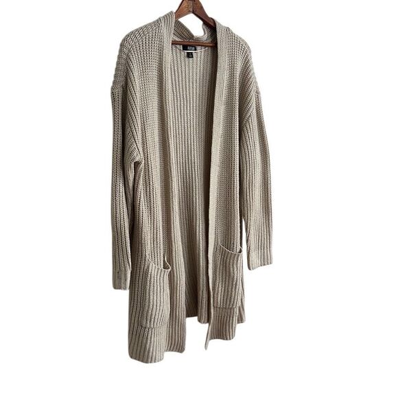 a.n.a A New Approach Open Front Ribbed Knit Cotton Cardigan Sweater Cream XL - Picture 3 of 8